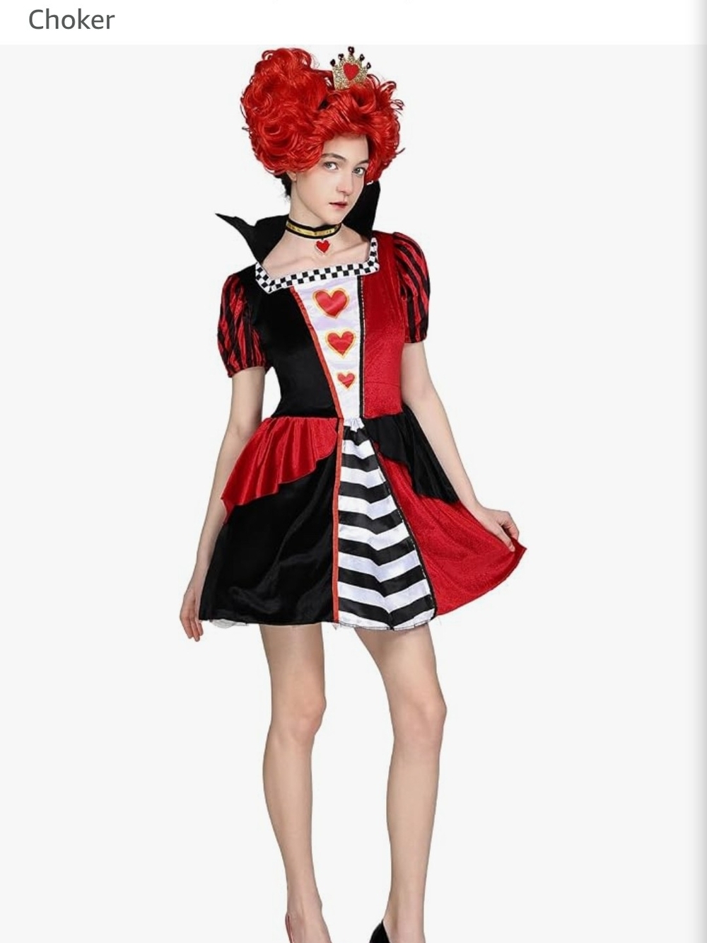 Queen of Hearts Costume Dress in Red And Black Dress Only